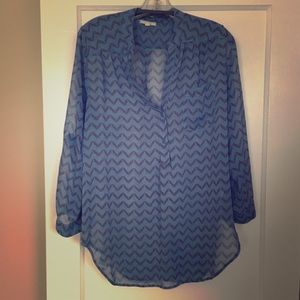 Blue Chevron Sheer Tunic